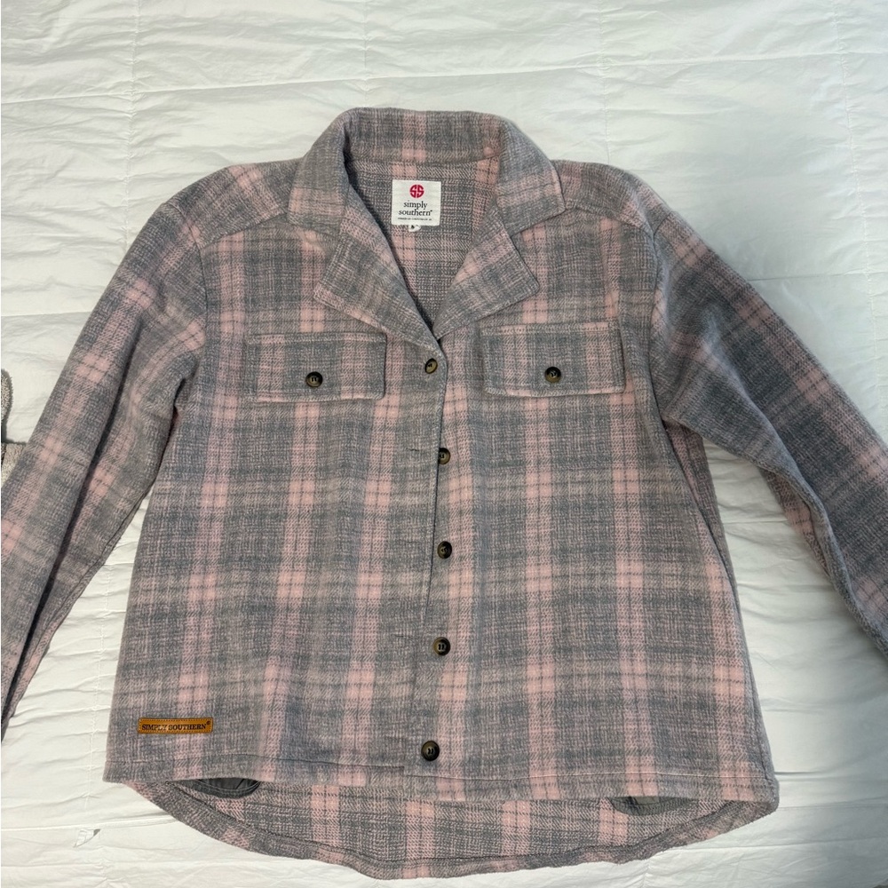 Simply Southern Pink and Gray Plaid Jacket